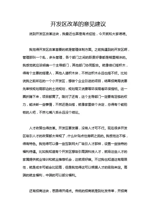 开发区改革的意见建议