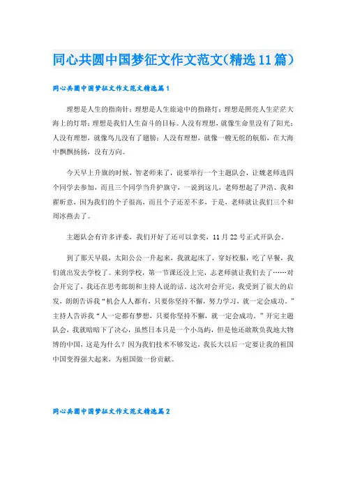同心共圆中国梦征文作文范文(精选11篇)