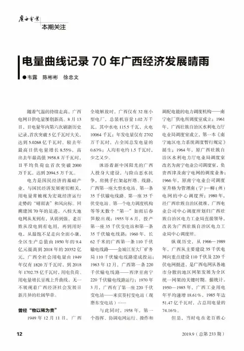 电量曲线记录70年广西经济发展晴雨