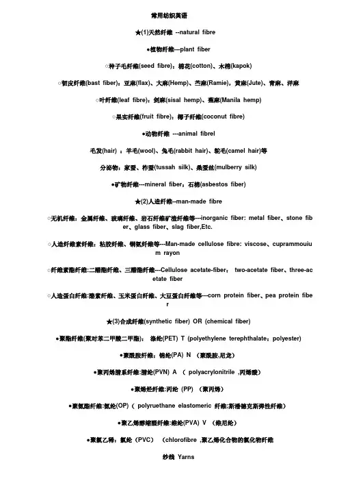 常用纺织英语