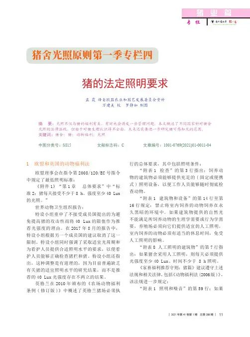 猪的法定照明要求