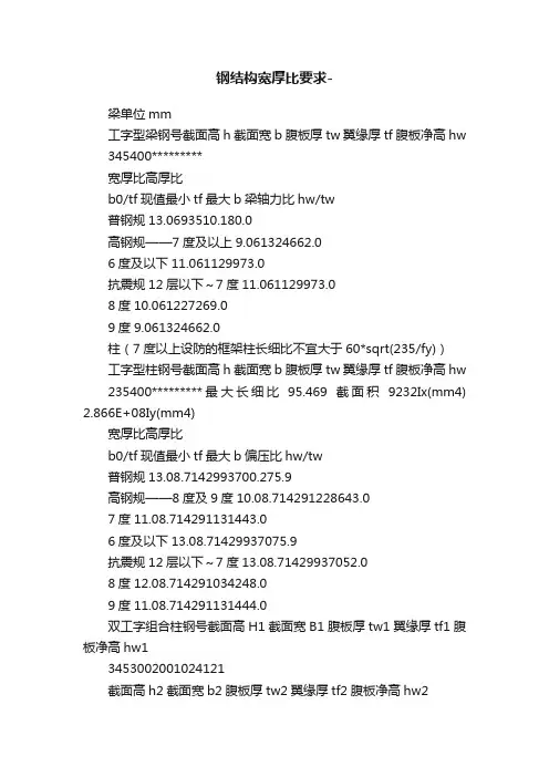 钢结构宽厚比要求-
