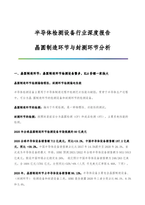 半导体检测设备行业深度报告-晶圆制造环节与封测环节分析