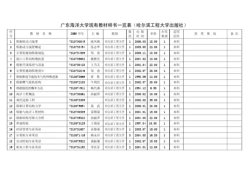 广东海洋大学现有教材样书一览表(哈尔滨工程大学出版社)