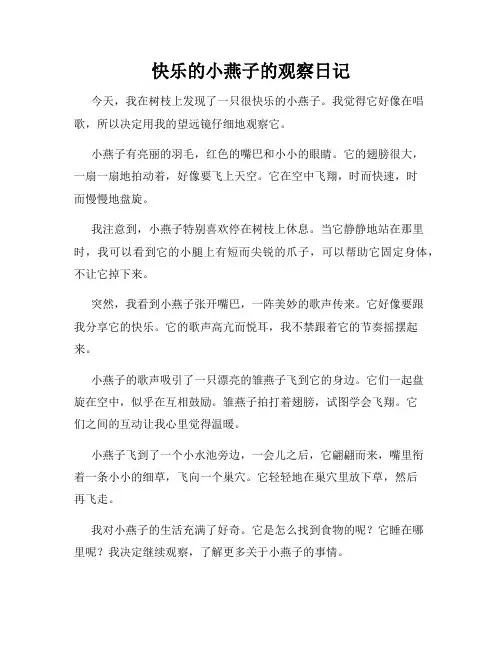 小学三年级作文快乐的小燕子的观察日记