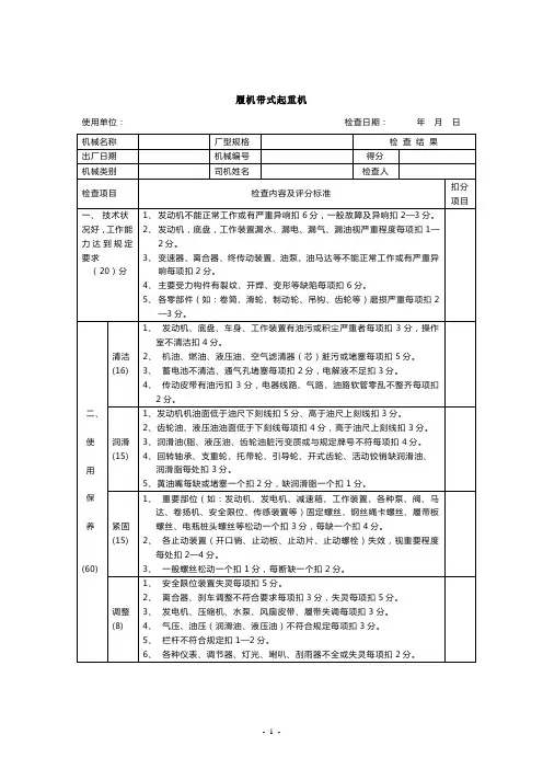 施工机械设备安全生产检查记录表