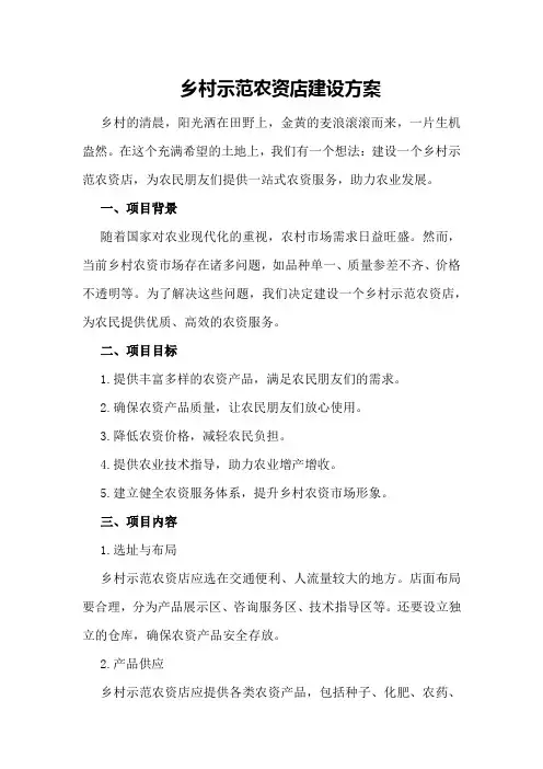 乡村示范农资店建设方案