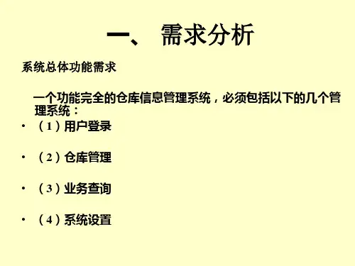 大型仓库管理系统需求分析课件