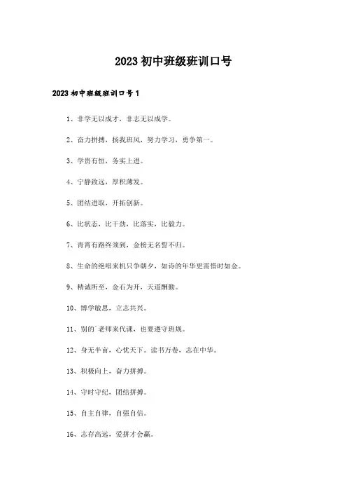 2023初中班级班训口号