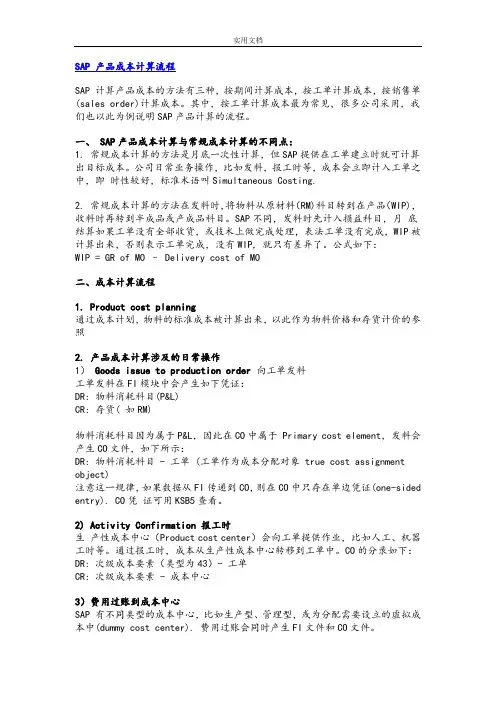 SAP_CO成本计算流程详解
