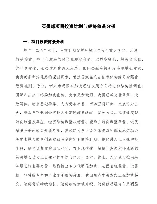 石墨烯项目投资计划与经济效益分析