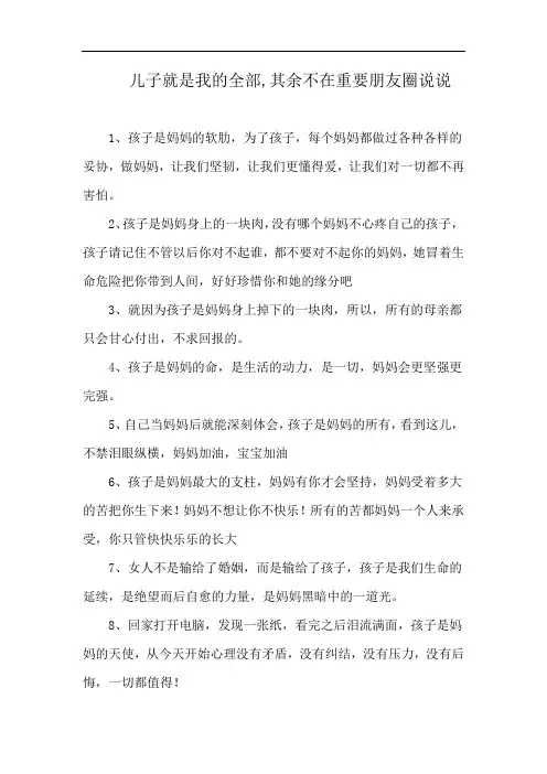 儿子就是我的全部,其余不在重要朋友圈说说