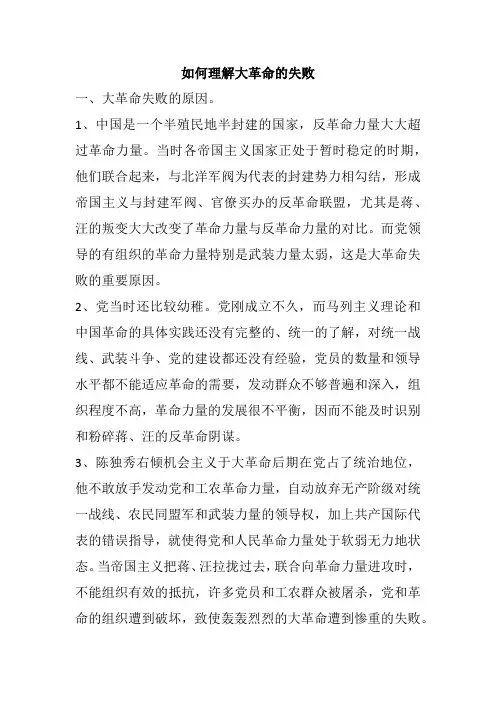 如何理解大革命的失败