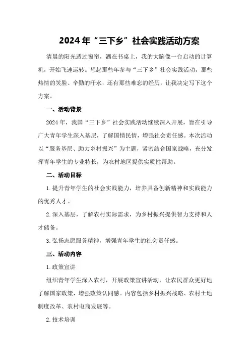 2024年“三下乡”社会实践活动方案