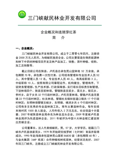 企业概况和连翘红茶简介——献民林业连翘基地