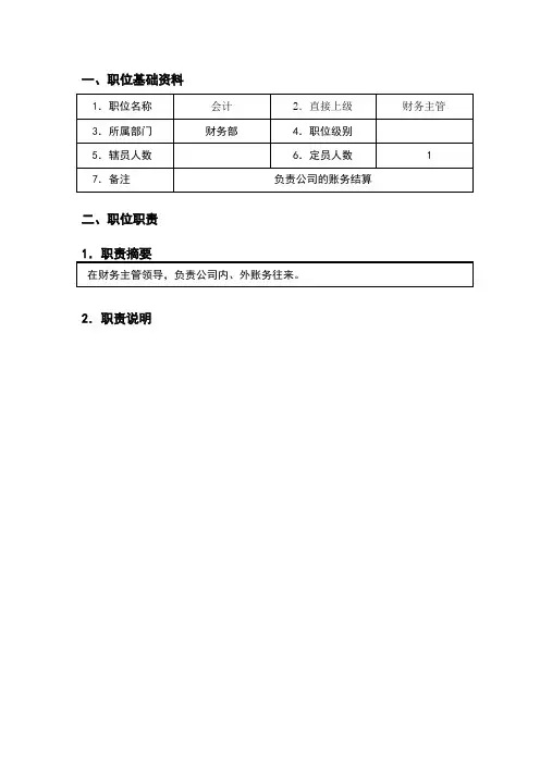 会计职位说明书模板