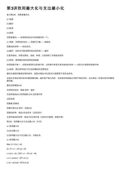 第3讲效用最大化与支出最小化