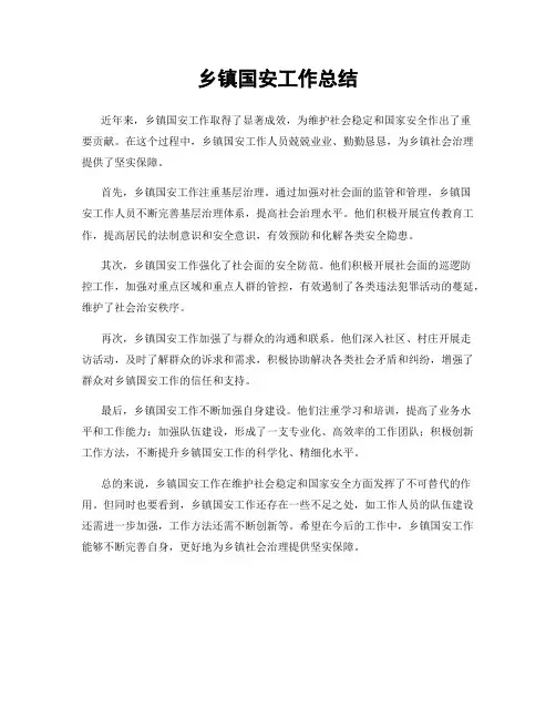 乡镇国安工作总结