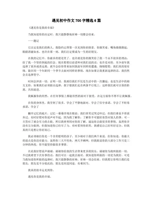 遇见初中作文700字精选6篇