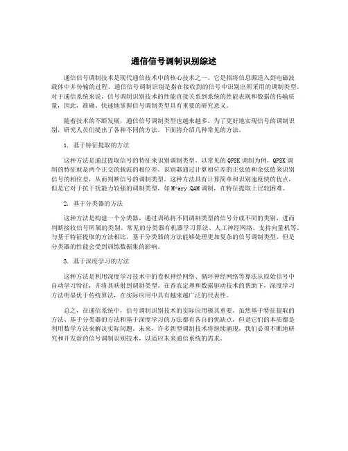 通信信号调制识别综述