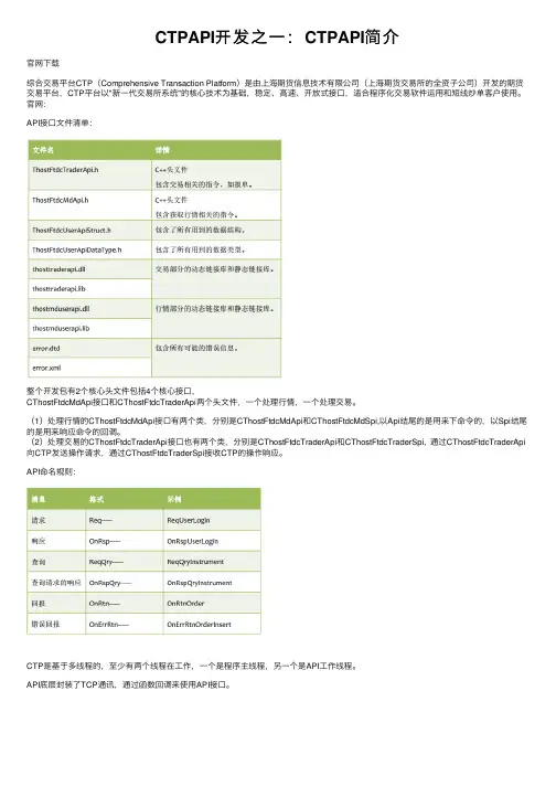 CTPAPI开发之一：CTPAPI简介