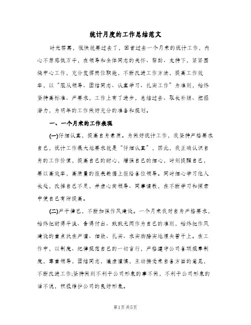 统计月度的工作总结范文（二篇）