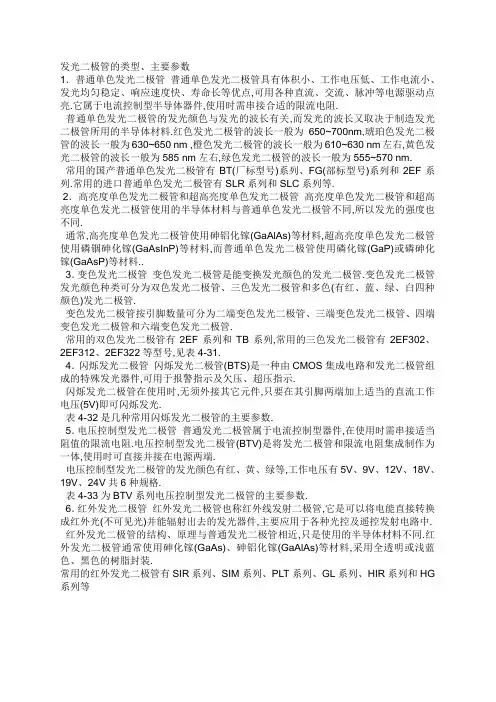 发光二极管的类型、主要参数