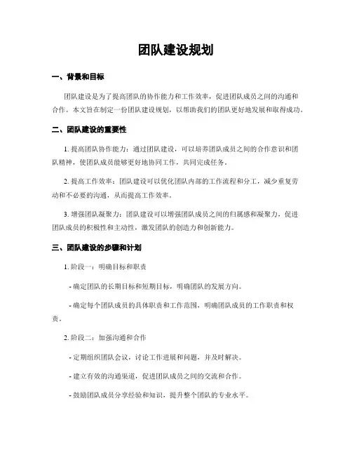 团队建设规划