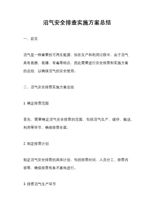 沼气安全排查实施方案总结