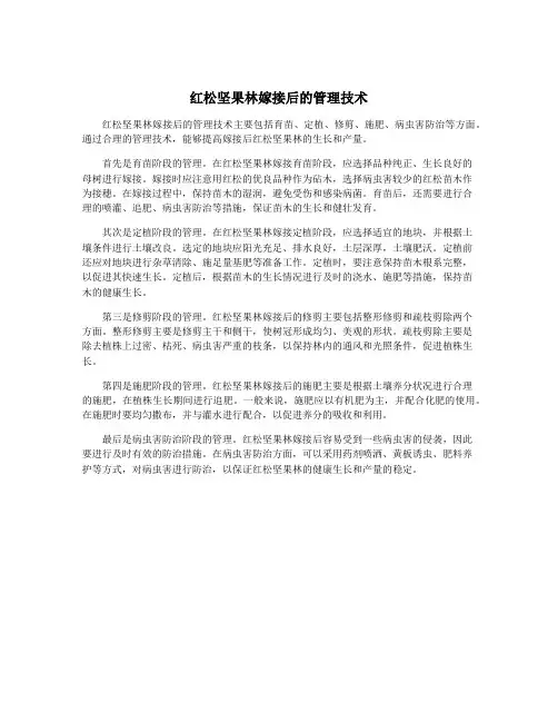 红松坚果林嫁接后的管理技术