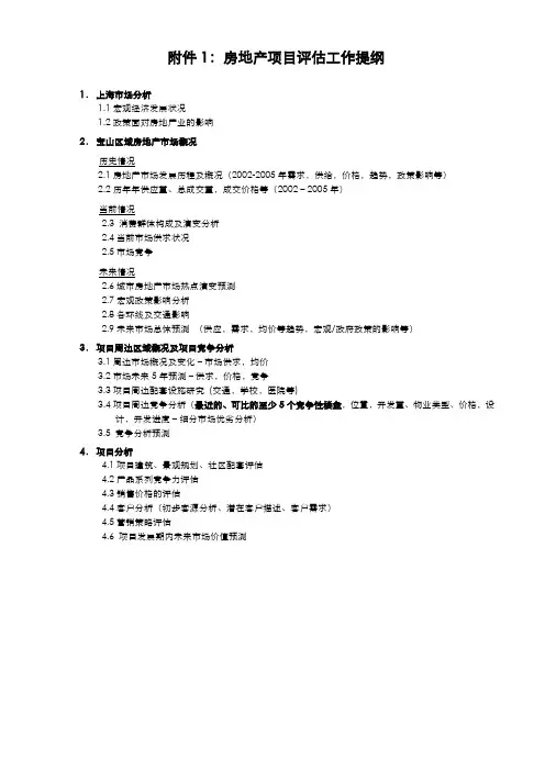 房地产项目评估工作提纲