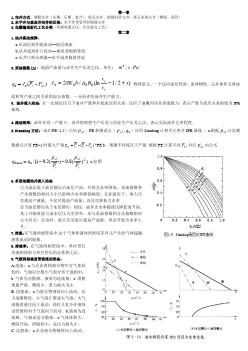 《采油工程》--每章重点知识点综合