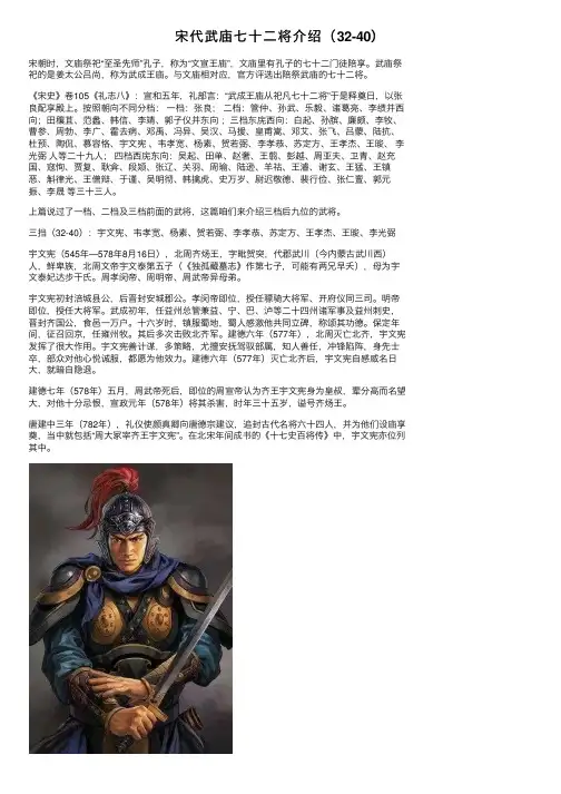 宋代武庙七十二将介绍（32-40）