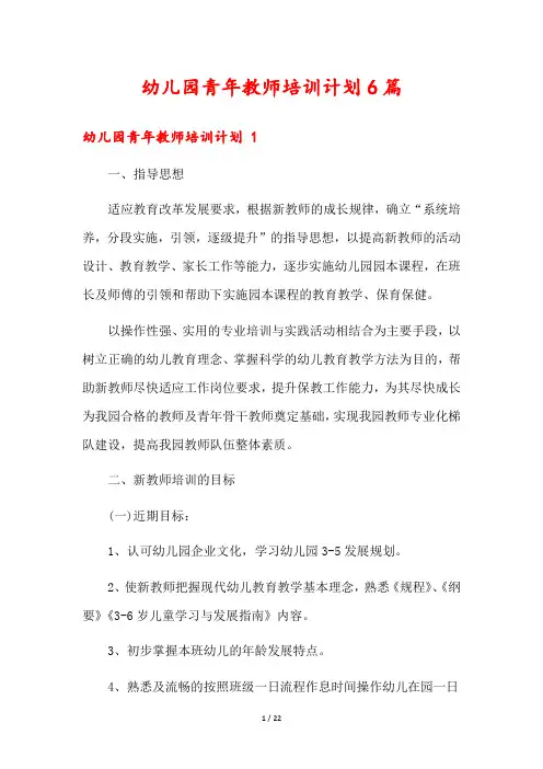 幼儿园青年教师培训计划6篇