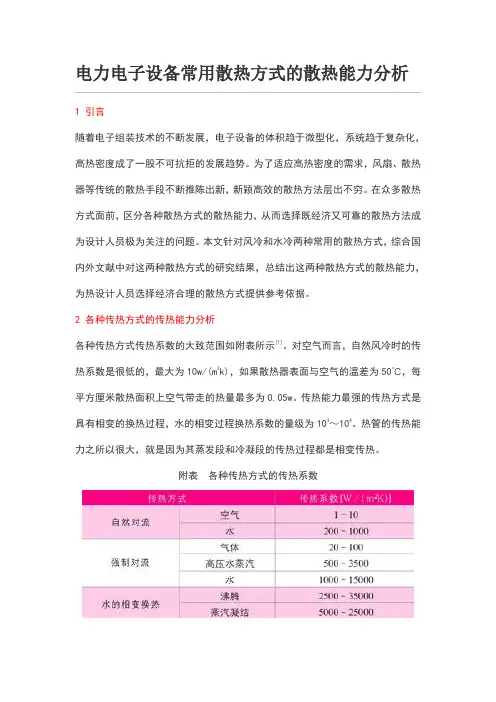 电子设备常用散热方式的散热能力分析