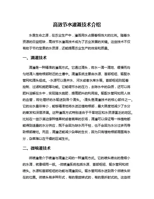 高效节水灌溉技术介绍