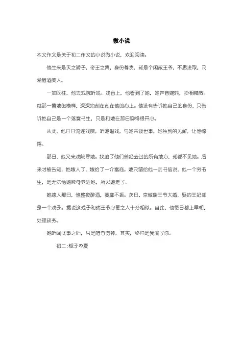 初中初二作文小说：微小说