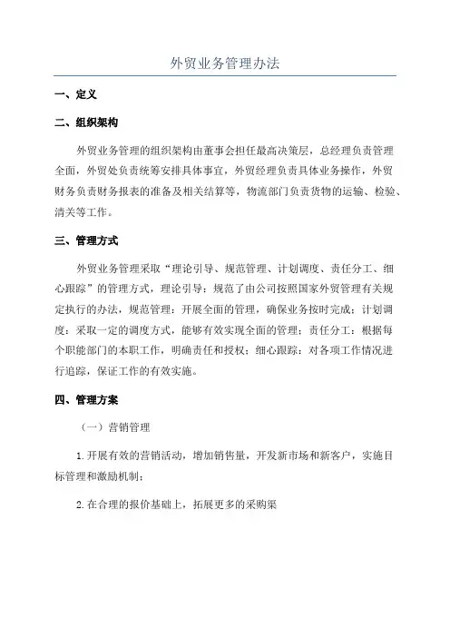 外贸业务管理办法