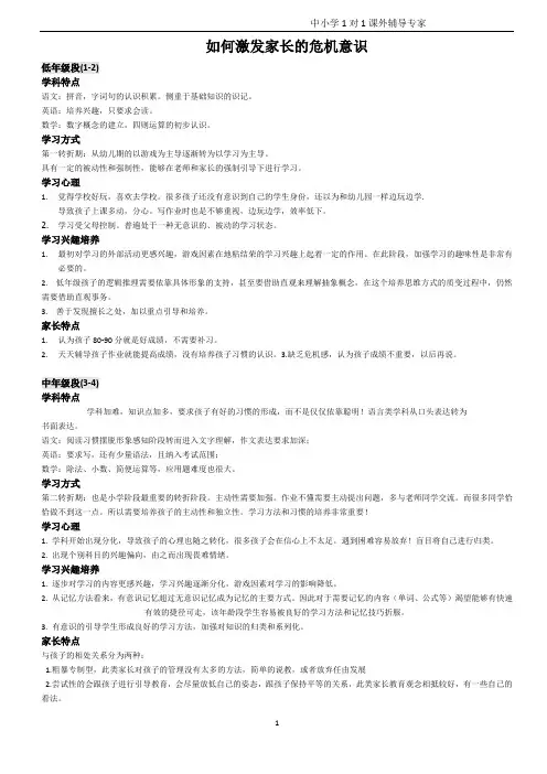 课程咨询话术-各年级危机感激发