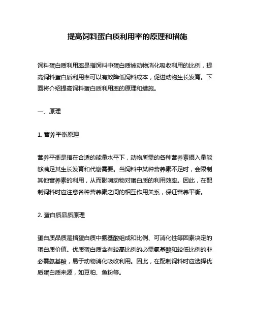 提高饲料蛋白质利用率的原理和措施
