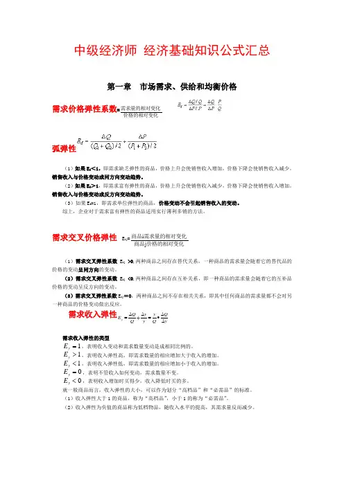 经济基础公式