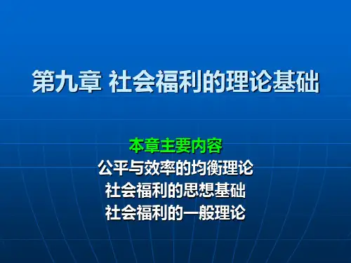 第九章 社会福利的理论基础