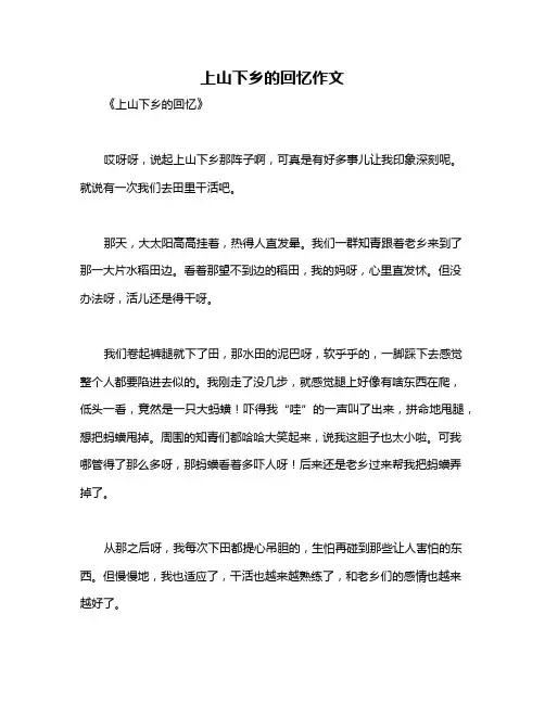 上山下乡的回忆作文