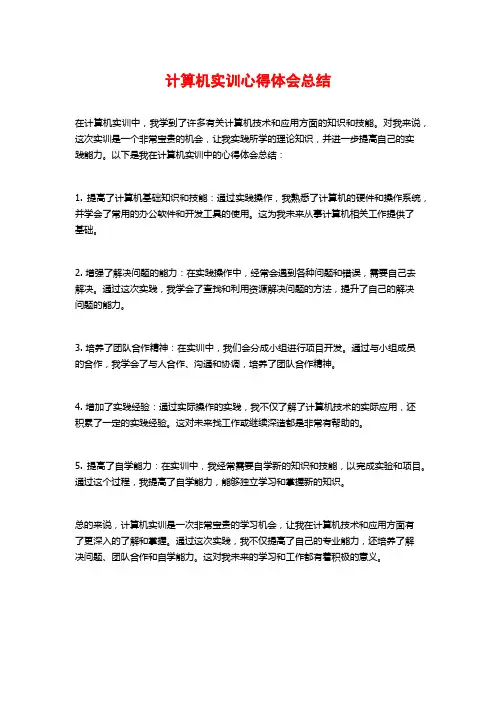 计算机实训心得体会总结