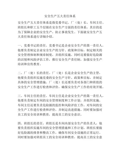 安全生产五大责任体系