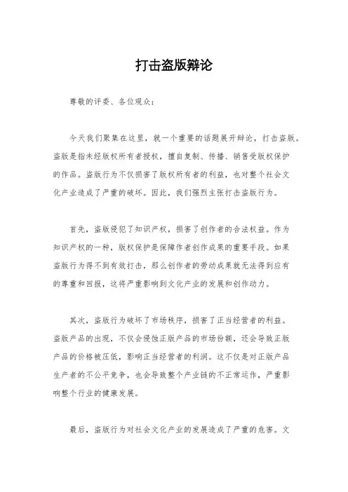 打击盗版辩论