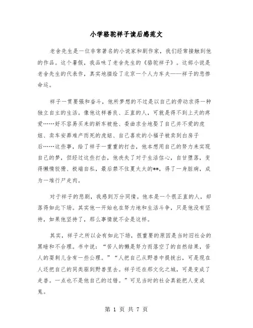 小学骆驼祥子读后感范文(五篇)