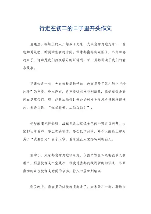 行走在初三的日子里开头作文