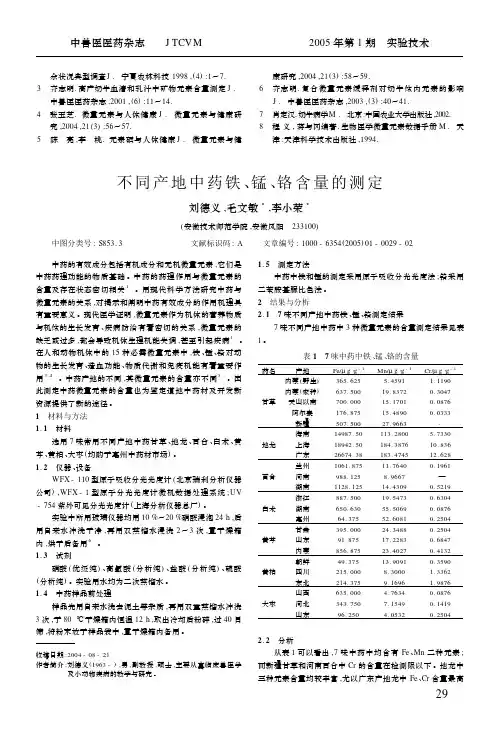 不同产地中药铁, 锰, 铬含量的测定