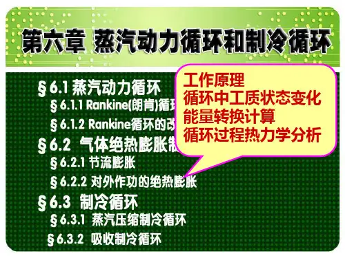 化工热力学第七章 蒸汽动力循环和制冷循环